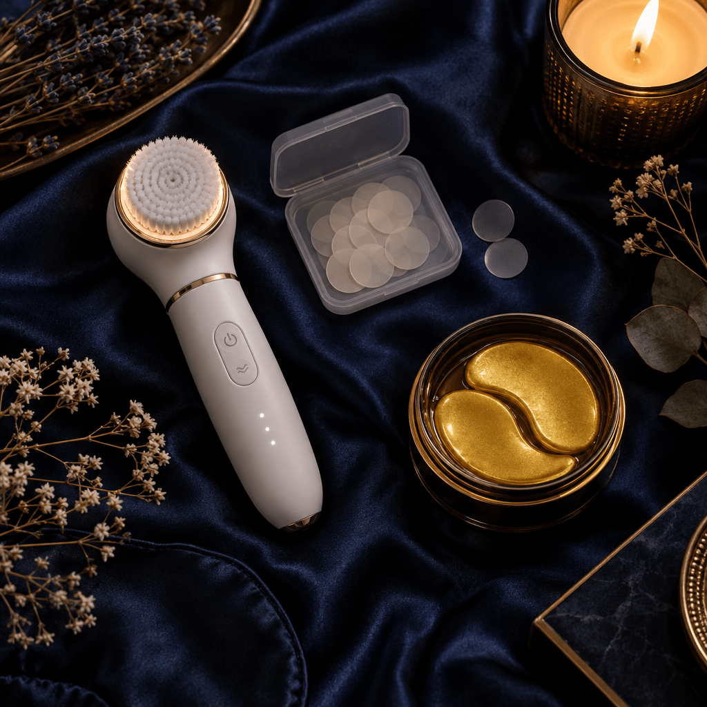 Clear-Skin Night Routine: Cleansing Brush + Pimple Patches + Eye Masks - She Glow