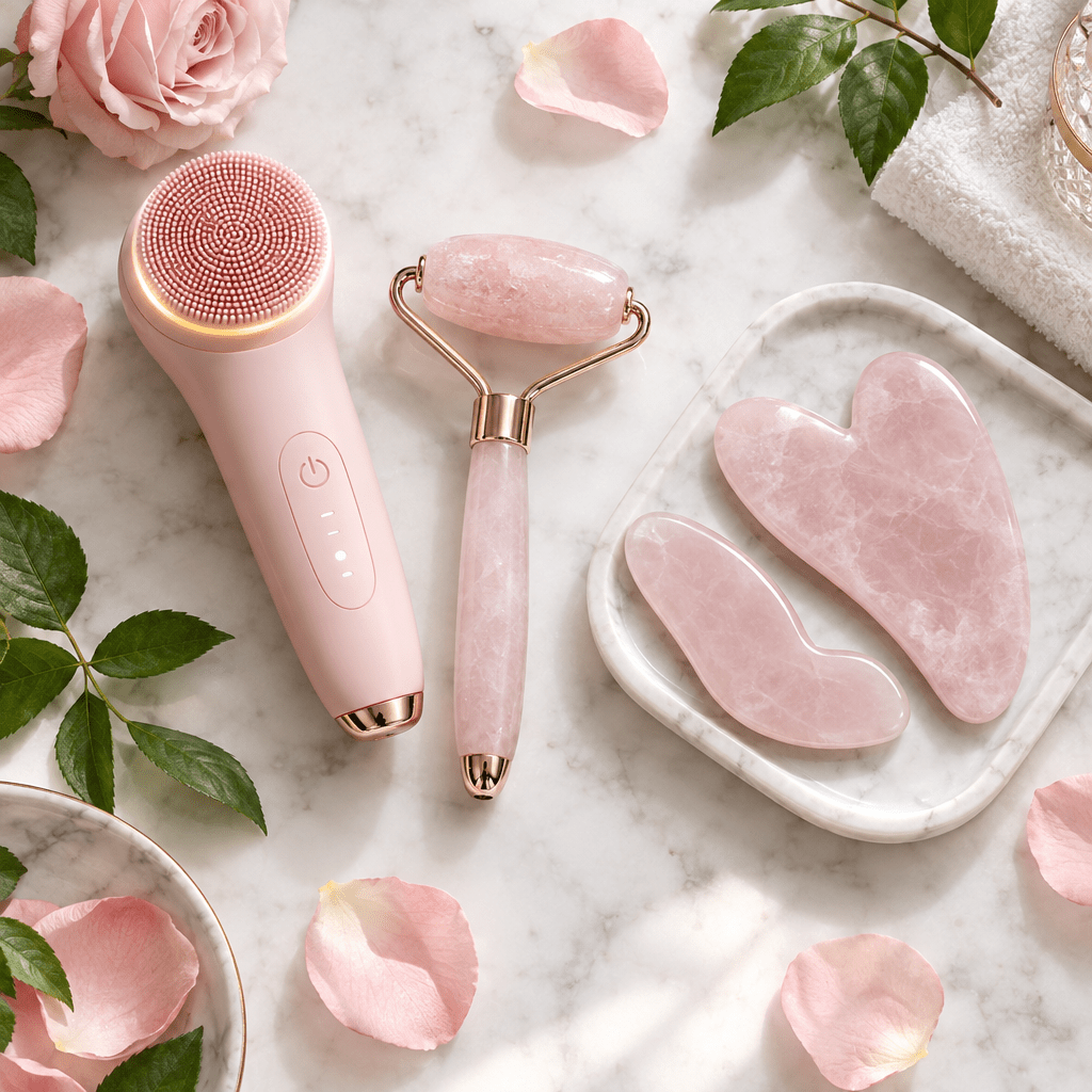 Glow Reset Kit: Cleansing Brush + Ice Roller + Gua Sha Set - She Glow