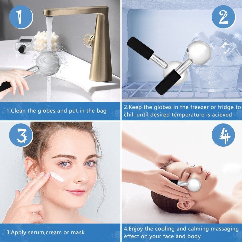 Ice Facial Massage Roller, Stainless Steel Cryo Stick Cooling Massager For Face And Eyes Beauty Lifting And Cooling Tool For Skincare - She Glow