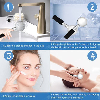 Ice Facial Massage Roller, Stainless Steel Cryo Stick Cooling Massager For Face And Eyes Beauty Lifting And Cooling Tool For Skincare - She Glow