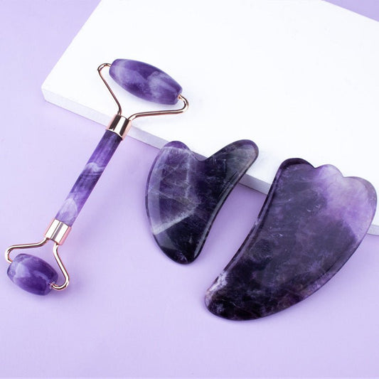 She Glow Amethyst Gua Sha & Roller Set - She Glow